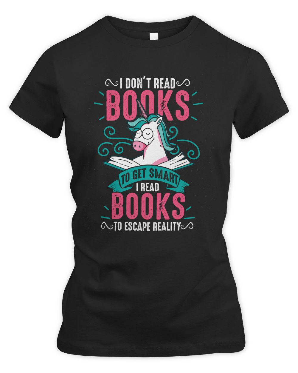 Book Smart Unicorn Reading Shirt Women's Premium Slim Fit Tee black m