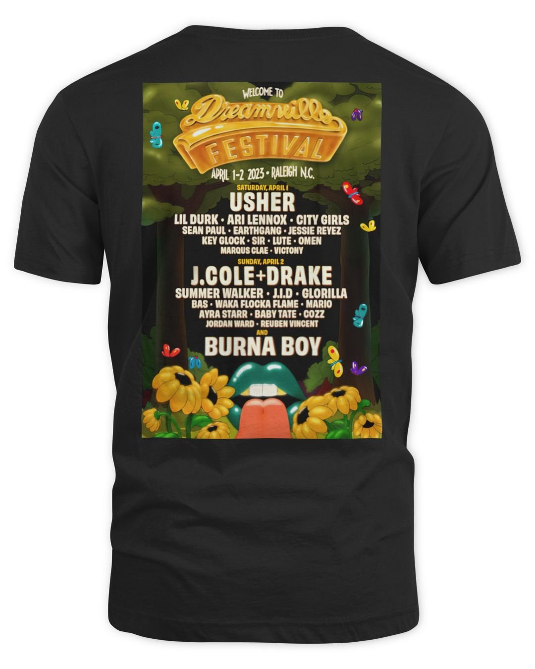 Dreamville Fest Merch Exclusive 2023 Line Up Shirt Cassivalen