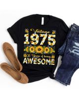 50 Year Old Funny Vintage 1975 Sunflower 50th Birthday Gifts Shirt Unisex Standard T-Shirt black s