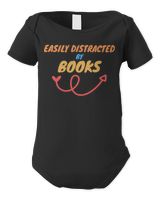 Easily Distracted By Books Shirt Infant Short Sleeve Bodysuit black 3m