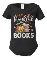 Funny Thanksgiving Book Lover Librarian Book Reading Lover Shirt Infant Short Sleeve Bodysuit black 3m