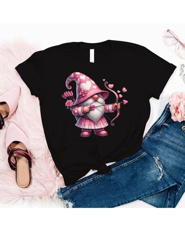 Cute Gnome Valentines Day Heart Gnome Valentine Girls Womens Shirt